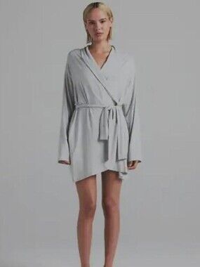 Skims Sleep Short Robe Light Heather Grey M